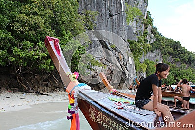 Long-tail boat Editorial Stock Photo